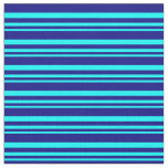 [ Thumbnail: Cyan & Blue Colored Pattern of Stripes Fabric ]