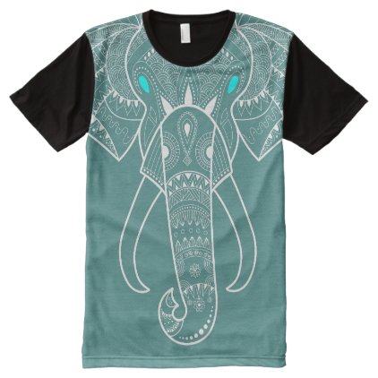 Cyan Blue Eye Serious Elephant All-Over-Print T-Shirt