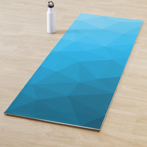 Cyan blue Gradient Geometric Mesh Pattern Yoga Mat