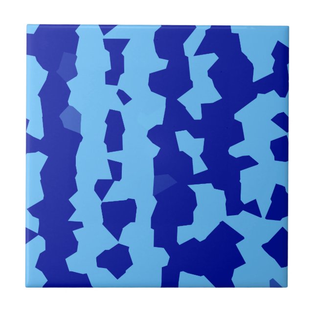 Cyan Blue Irregular Abstract Design  Ceramic Tile (Front)