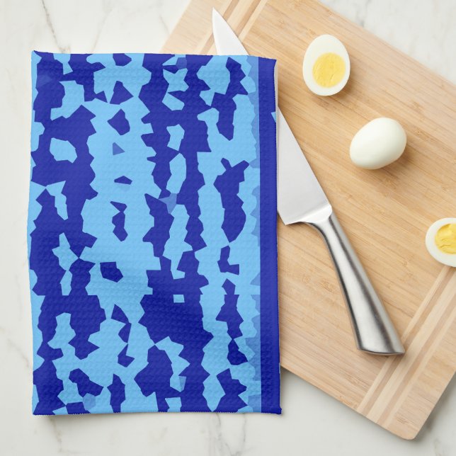 Cyan Blue Irregular Abstract Design  Kitchen Towel (Quarter Fold)