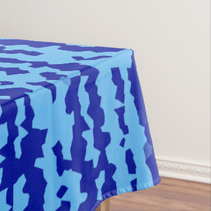 Cyan Blue Irregular Abstract Design Tablecloth