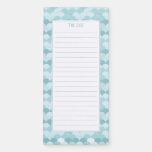 Cyan blue mermaid scales magnetic notepad