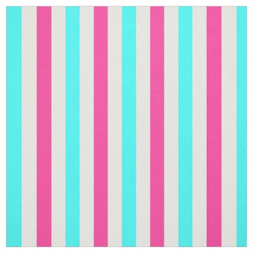 Cyan Blue Pink White Stripes Fabric