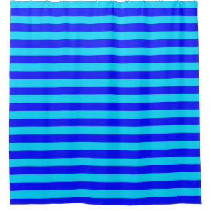Cyan Blue Stripes Design Shower Curtain