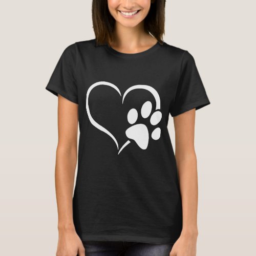 Cyan Blue Violet teal Dog Paw Print heart For Dogs T_Shirt