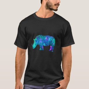 Cyan Blue Violet teal Rhino For Animals T-Shirt