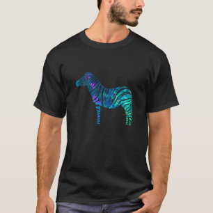 Cyan Blue Violet teal Zebra For Animals T-Shirt