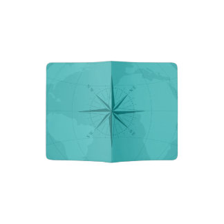 Cyan Blue World Map Custom Passport Holder