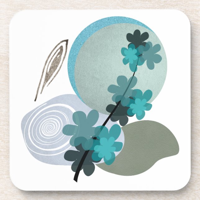Cyan Boho Beverage Coaster (Front)