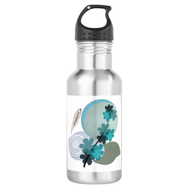 Cyan Boho Stainless Steel Water Bottle (Front)
