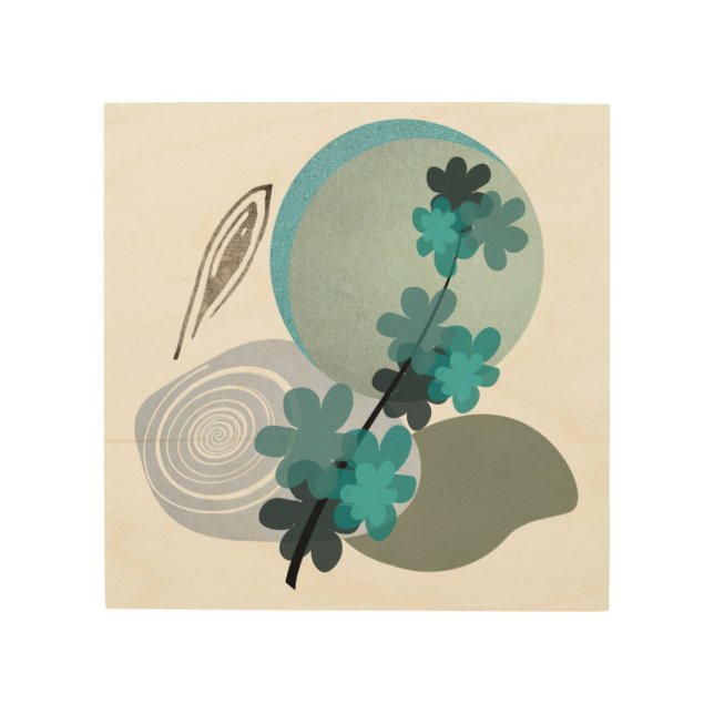 Cyan Boho Wood Wall Art (Front)