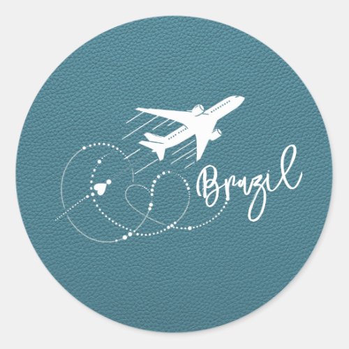 Cyan Brazil Passport Classic Round Sticker