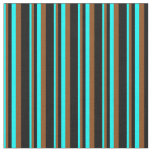 [ Thumbnail: Cyan, Brown, and Black Stripes Pattern Fabric ]