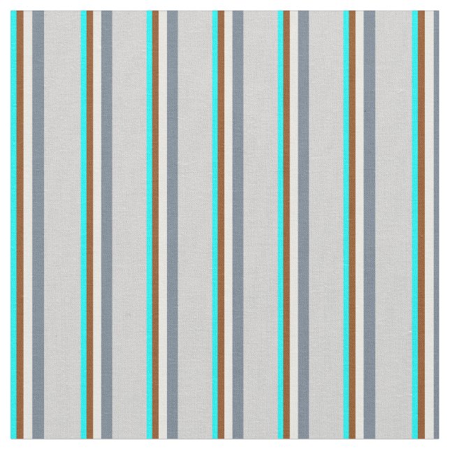 Cyan, Brown, Mint Cream, Slate Gray & Light Gray Fabric (Close Up)