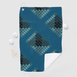 Cyan buttons over blue, forming geometric shapes golf towel