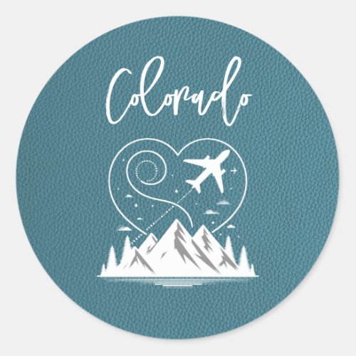 Cyan Colorado Passport  Classic Round Sticker