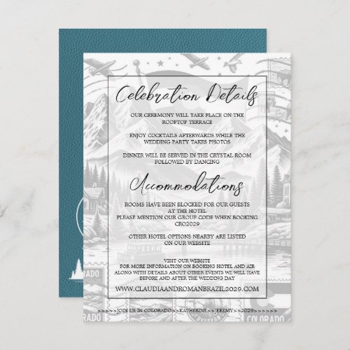 Cyan Colorado Passport Wedding Enclosure Card