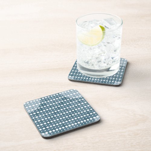 Cyan Colored Abstract Polka Dots Dark g9 Beverage Coaster