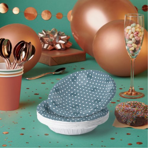 Cyan Colored Abstract Polka Dots Light g1 Paper Bowls