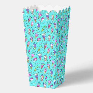 Cyan cute ice-cream can unicorn pattern favor boxes