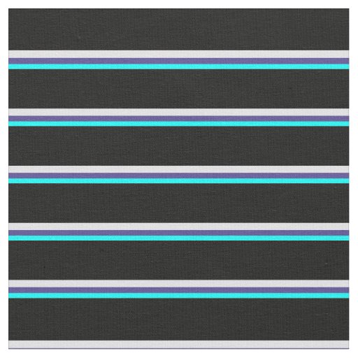 Cyan, Dark Slate Blue, Lavender, and Black Lines Fabric