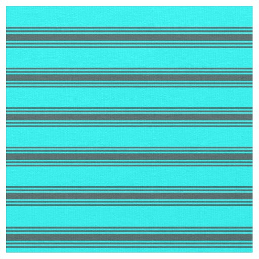 Cyan & Dark Slate Gray Lines/Stripes Pattern Fabric
