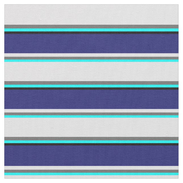 Cyan, Dim Gray, Lavender, Midnight Blue & Black Fabric (Close Up)