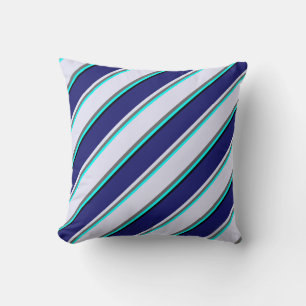 Cyan, Dim Gray, Lavender, Midnight Blue & Black Throw Pillow