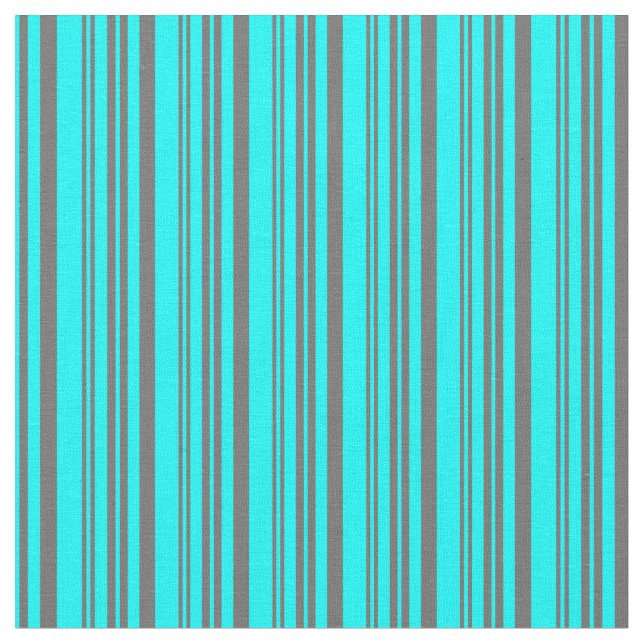 Cyan & Dim Gray Pattern of Stripes Fabric (Close Up)