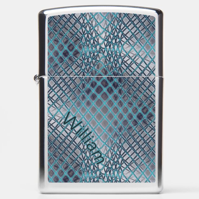 Cyan drawn that looks like a tangle of fishing net zippo lighter (Front)