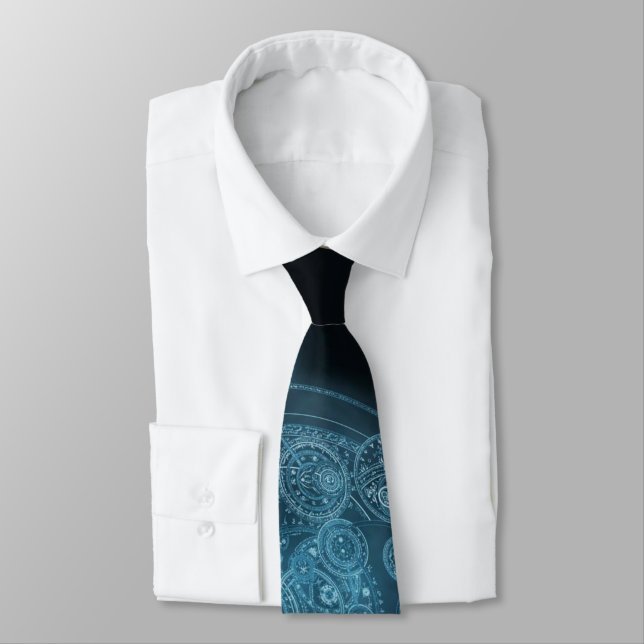 Cyan Engineer Neck Tie (Tied)