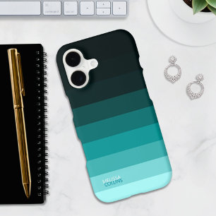 Cyan Fade Gradient Color Stripes iPhone 17 Case