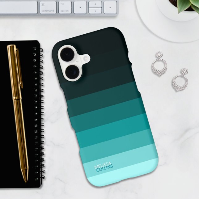 Cyan Fade Gradient Color Stripes iPhone Case (Creator Uploaded)