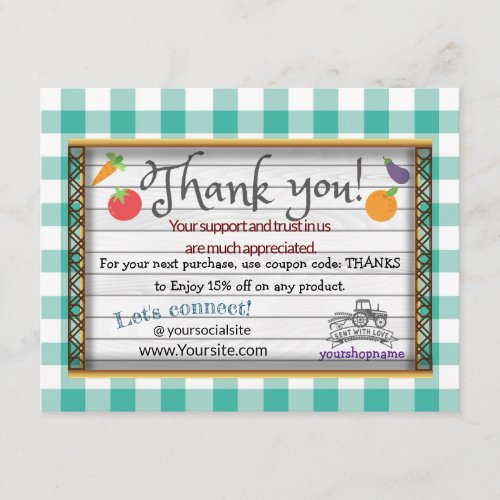 Cyan Farmers Market _ Thank You For Your Order Enclosure Card