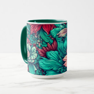 Cyan flowers Surreal Blossoms  Mug