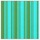 [ Thumbnail: Cyan & Forest Green Lined Pattern Fabric ]