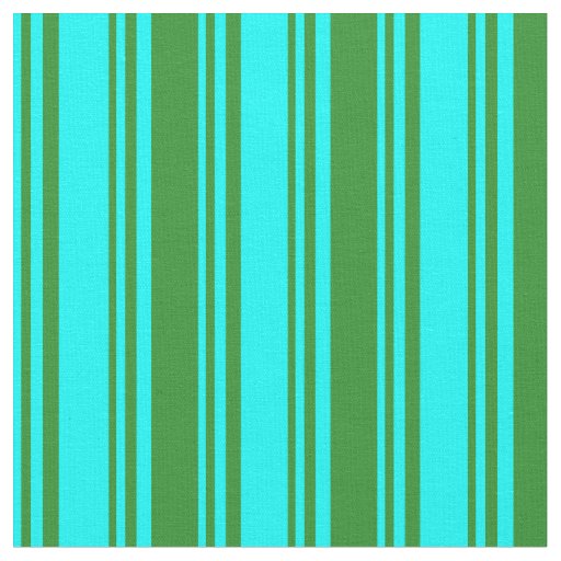 Cyan & Forest Green Stripes Pattern Fabric