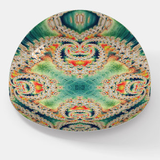 Cyan Fractal Dome Paperweight | Psychedelic Art