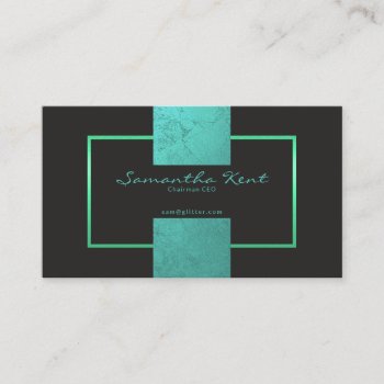 Cyan Gold Classic Glitter Elegance Chairman Ceo Business Card by keikocreativecards at Zazzle