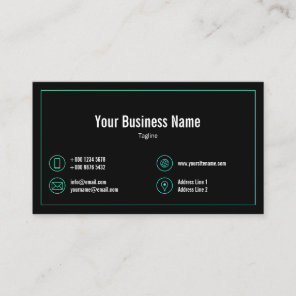 Cyan Gradient Frame Contact Icons Black Business Business Card