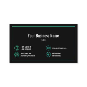 Cyan Gradient Frame Contact Icons Black Business Business Card Cyan Gradient Frame Contact Icons Black Business Business Card