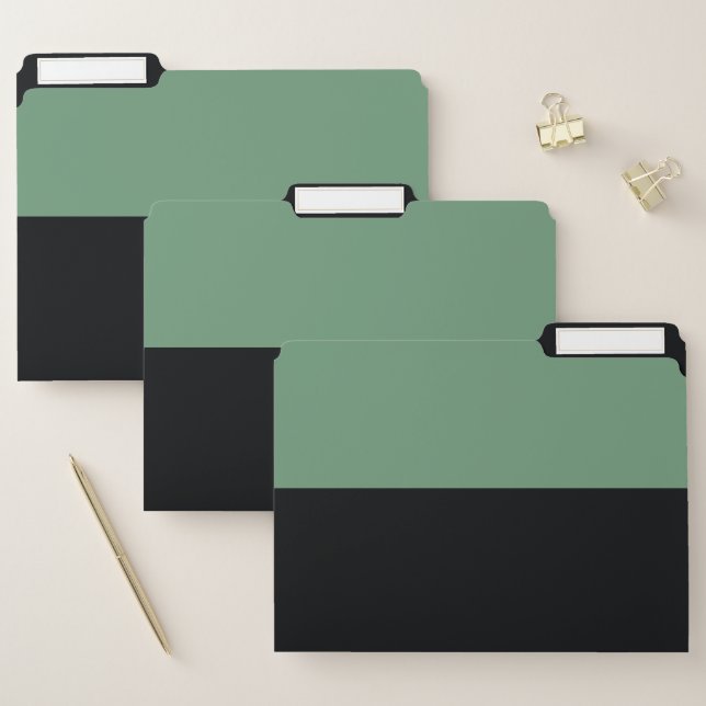 Cyan Green and Black Simple Extra Wide Stripes File Folder (Set)