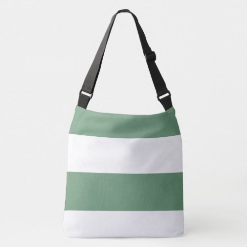 Cyan Green and White Simple Extra Wide Stripes Crossbody Bag