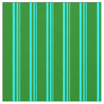 [ Thumbnail: Cyan & Green Colored Lines Pattern Fabric ]