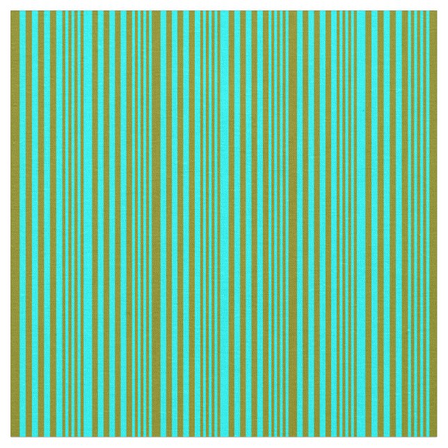 Cyan & Green Striped Pattern Fabric (Close Up)