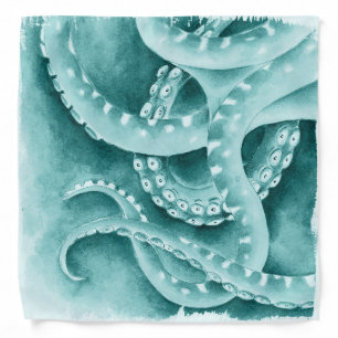 Cyan Green tentacles monochrome Bandana