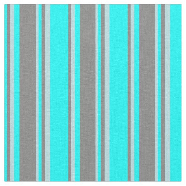 Cyan, Grey, and Powder Blue Pattern of Stripes Fabric (Close Up)