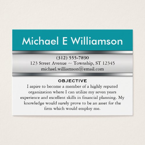 Cyan Header RESUME Business Cards