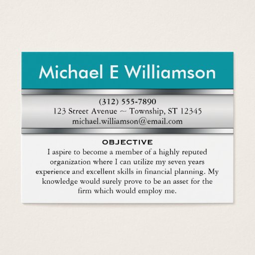 Customizable Cyan Header RESUME Business Cards